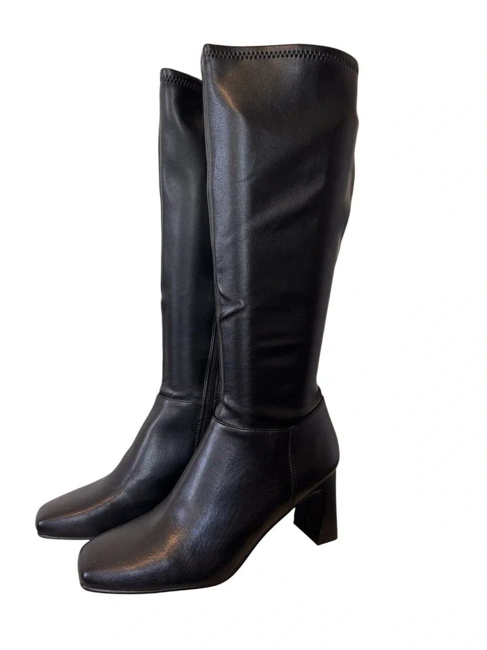 Steve Madden Black Knee-High Women Boots  3inch Block Heel  Zipper Size 8.5 NWTS